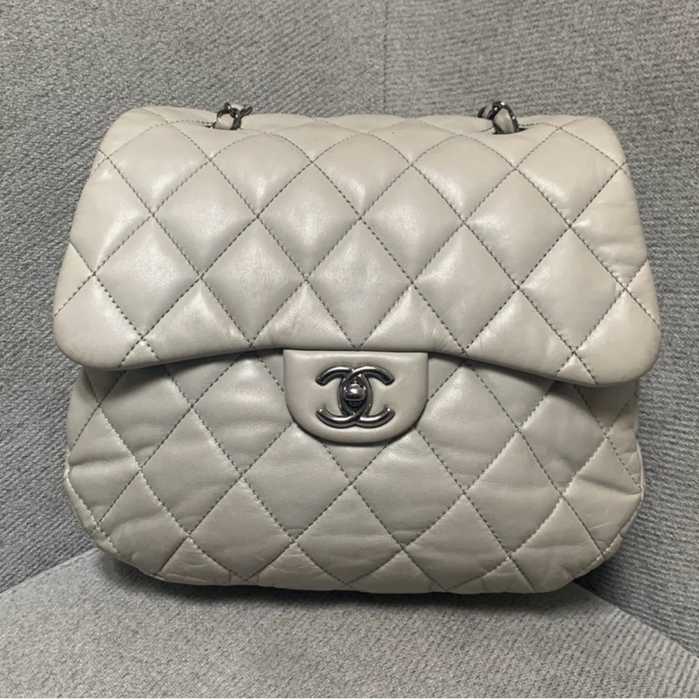 Chanel Grey Large Accordion with Ruthenium Color Hardware